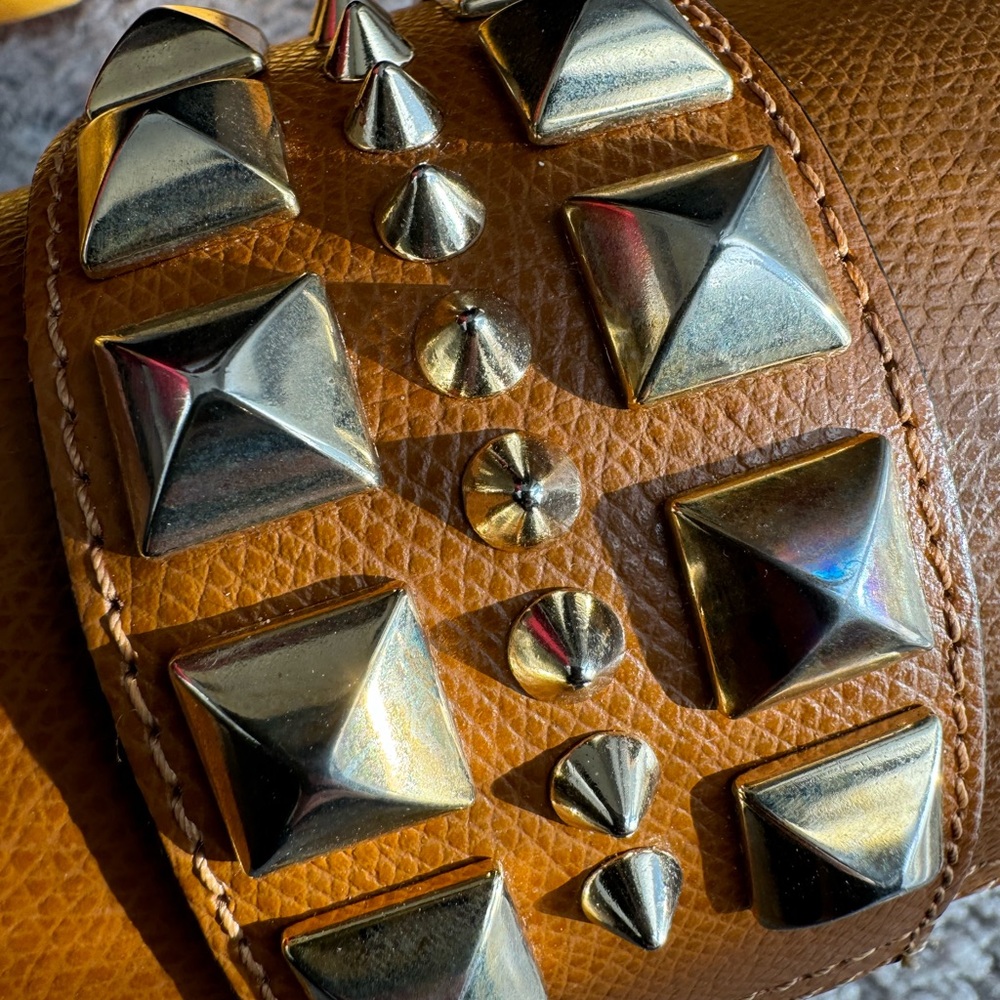 Mario Valentino Tan Crossbody Bag with Gold Accents - Picture 4 of 16